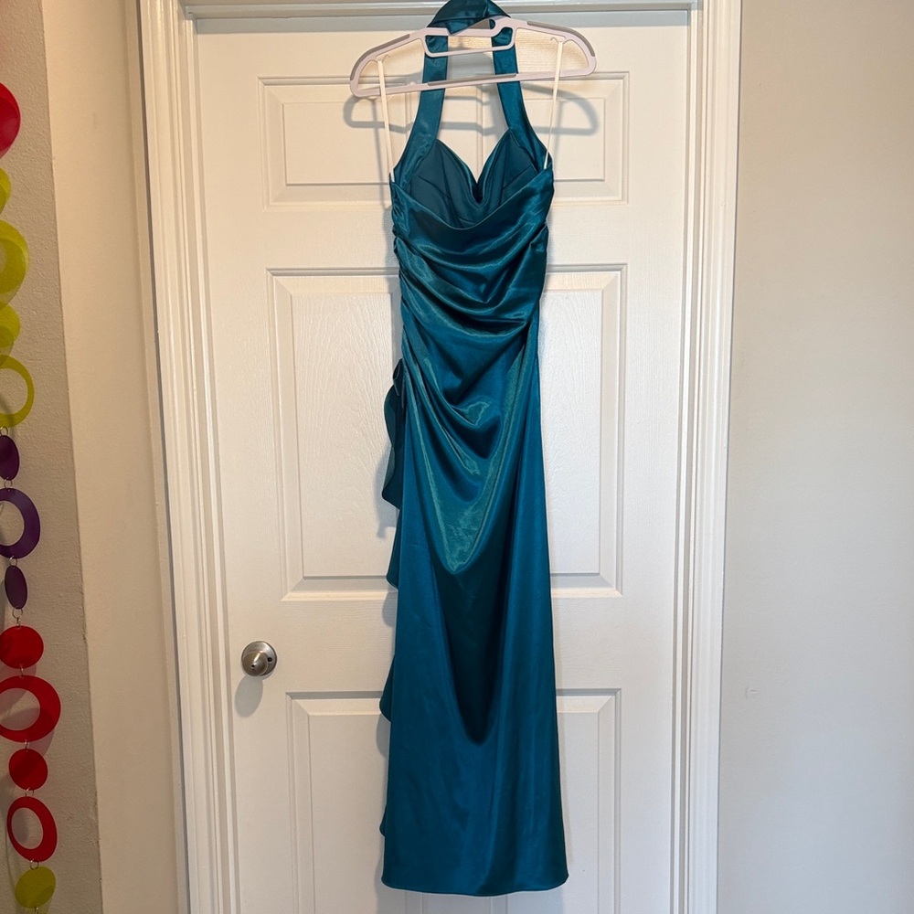 Blondie Nites Teal Halter Maxi Dress - Picture 5 of 7